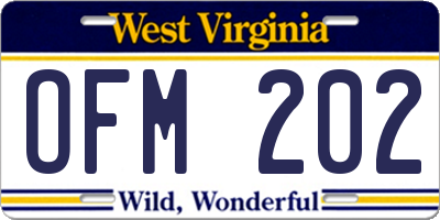 WV license plate OFM202