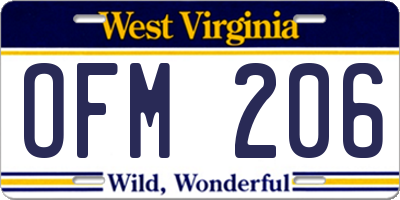 WV license plate OFM206