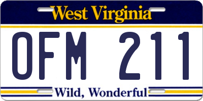WV license plate OFM211