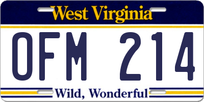 WV license plate OFM214