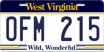 WV license plate OFM215