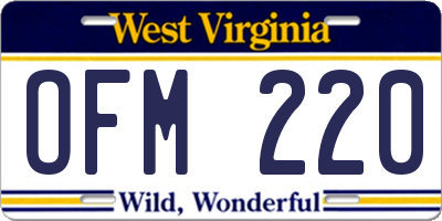WV license plate OFM220