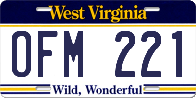 WV license plate OFM221