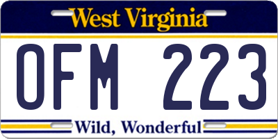 WV license plate OFM223