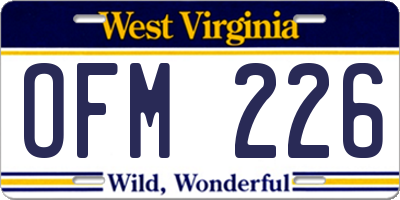 WV license plate OFM226