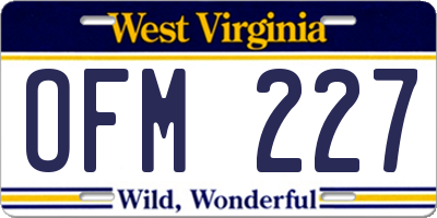 WV license plate OFM227