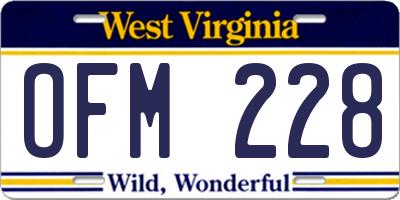 WV license plate OFM228