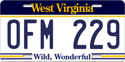 WV license plate OFM229