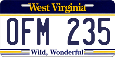 WV license plate OFM235