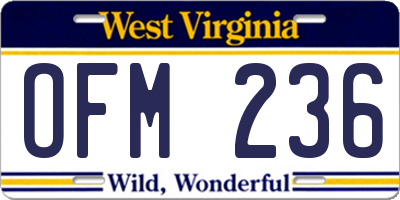 WV license plate OFM236