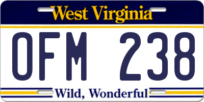 WV license plate OFM238