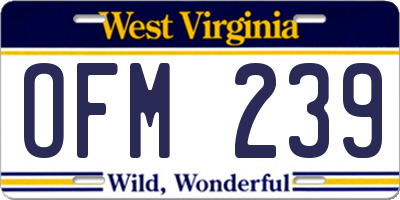 WV license plate OFM239