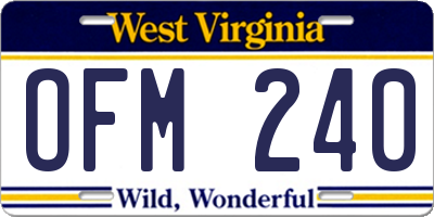 WV license plate OFM240