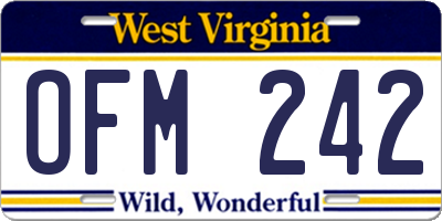 WV license plate OFM242