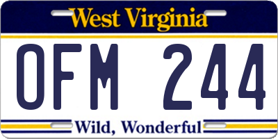 WV license plate OFM244