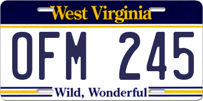 WV license plate OFM245