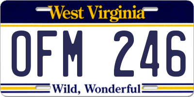 WV license plate OFM246