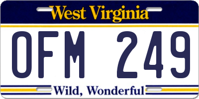 WV license plate OFM249