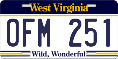 WV license plate OFM251