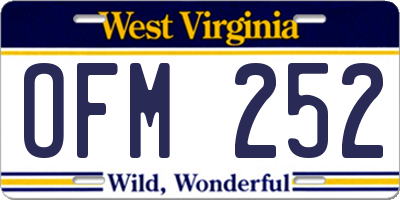 WV license plate OFM252