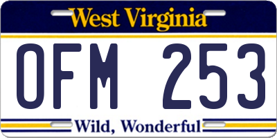 WV license plate OFM253