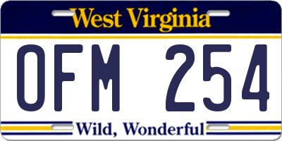 WV license plate OFM254