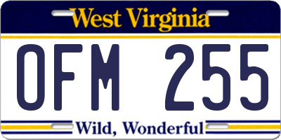 WV license plate OFM255