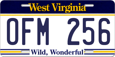WV license plate OFM256