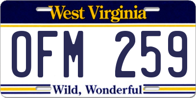 WV license plate OFM259