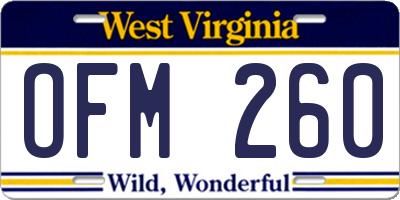 WV license plate OFM260