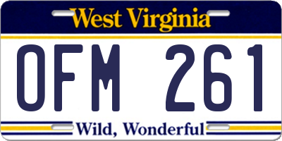 WV license plate OFM261