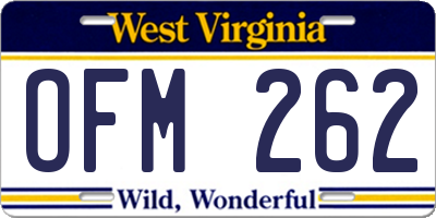 WV license plate OFM262