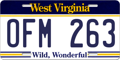 WV license plate OFM263