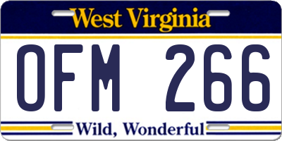 WV license plate OFM266