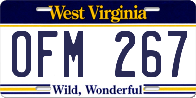 WV license plate OFM267