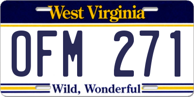 WV license plate OFM271