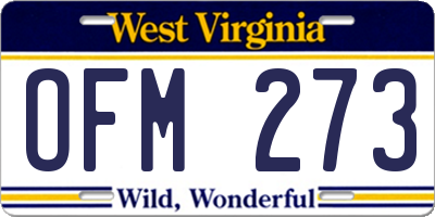 WV license plate OFM273
