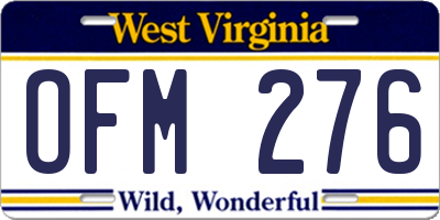 WV license plate OFM276