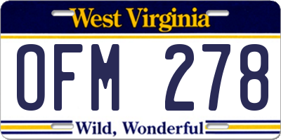 WV license plate OFM278