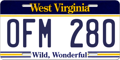 WV license plate OFM280