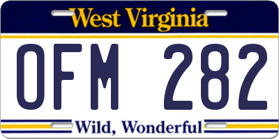 WV license plate OFM282