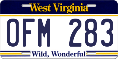 WV license plate OFM283
