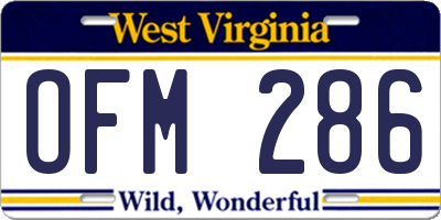 WV license plate OFM286