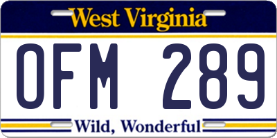 WV license plate OFM289