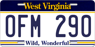 WV license plate OFM290