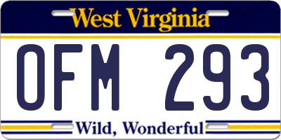 WV license plate OFM293