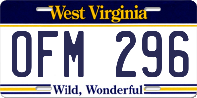 WV license plate OFM296