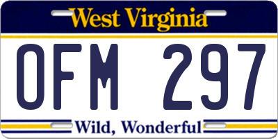 WV license plate OFM297