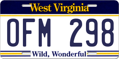 WV license plate OFM298