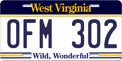 WV license plate OFM302